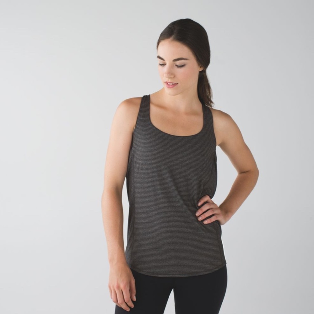 lululemon athletica Women's Dark Charcoal Striped Wild Tank Top size 4